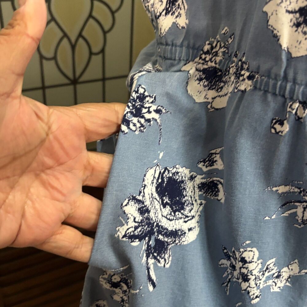 Vintage S.L. Petites Chic Chambray Floral Print Knee Length Dress Size 14 - Picture 13 of 15